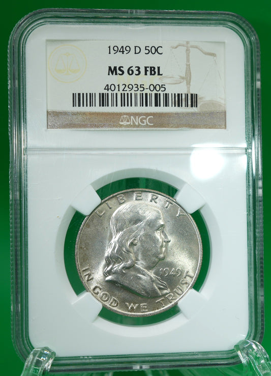 1949-D Franklin Half MS 63 FBL NGC (189)