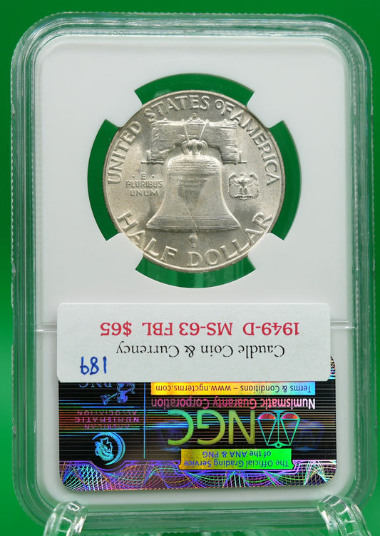 1949-D Franklin Half MS 63 FBL NGC (189)