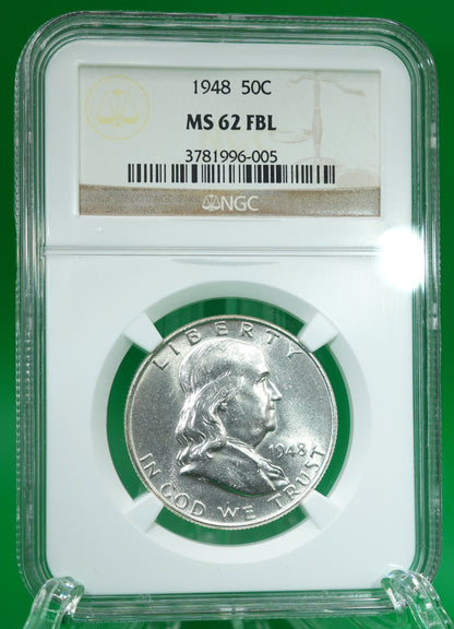 1948 Franklin Half MS 62 FBL NGC (190)