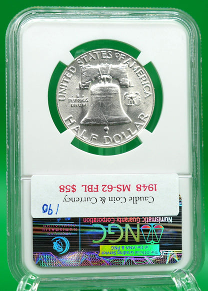 1948 Franklin Half MS 62 FBL NGC (190)