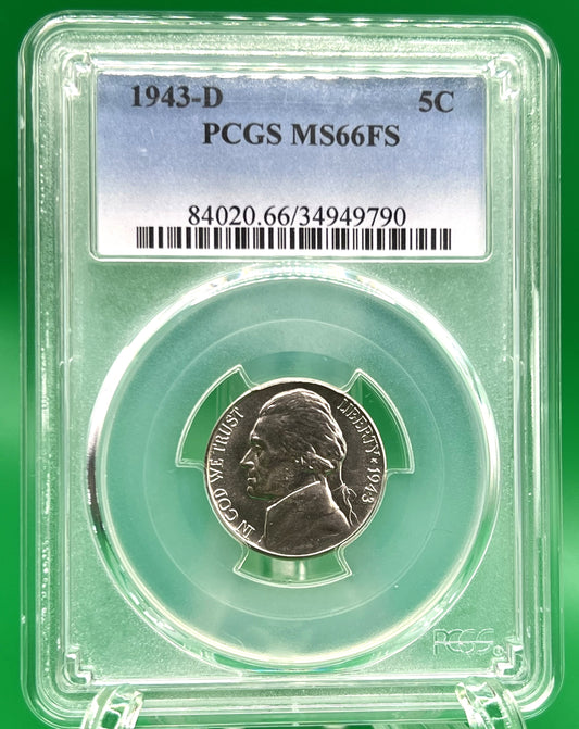 1943-D Jefferson Nickel MS 66 FS PCGS (122)